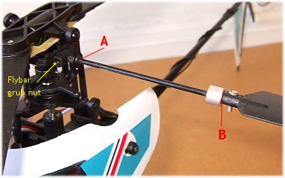 Accurately measure between points A and B on each side of the flybar Measure between points A & B on each side of the flybar