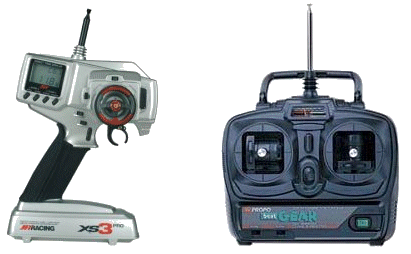 Pistol grip and stick type transmitters for rc boats