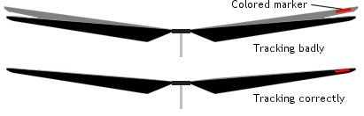 Rotor blades with differing pitch angles will fly at different heights Incorrect and correct blade tracking paths