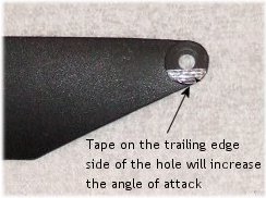 Place tape to adjust the angle of attack