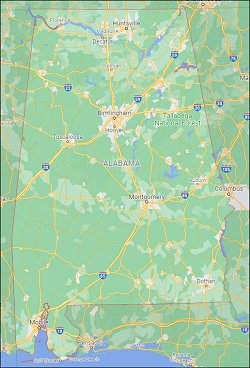 Click to open Google Map of Alabama