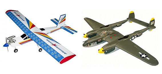 A non-scale and scale gas RC airplane