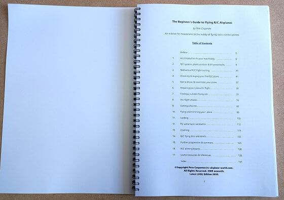 Beginner's Guide To Flying RC Airplanes printed contents