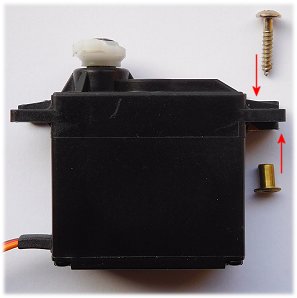 Servo fixing screw and eyelet