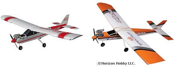 Two popular gas powered RTF rc airplanes