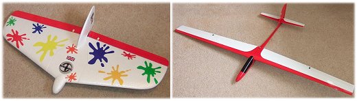 Flying wing and conventional rc glider types
