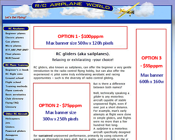 RC Airplane World advertising rates