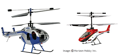 The E-flite Blade CX3 and mCX2 coaxial rc helicopters