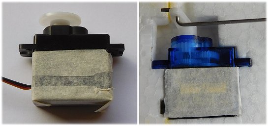 RC servos can also be glued in place