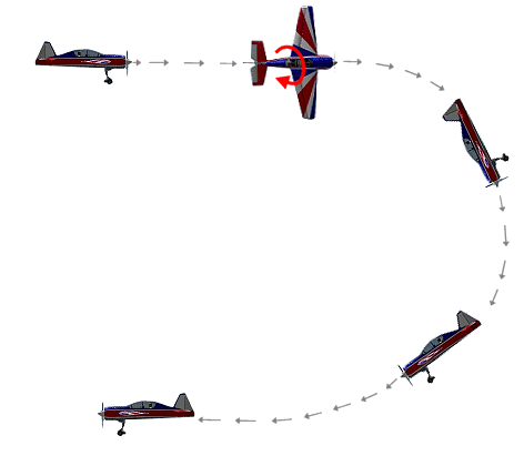 Split-S rc airplane aerobatic maneuver